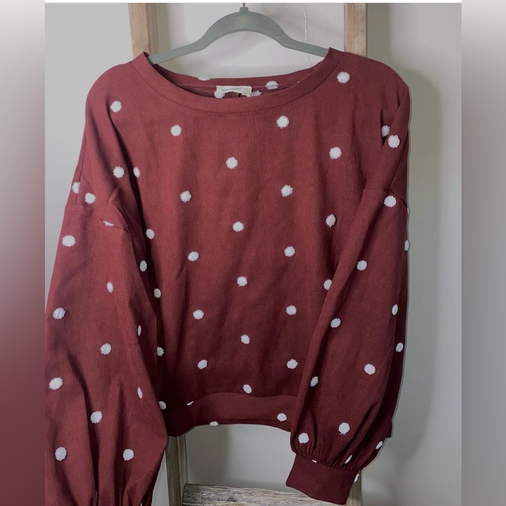 Maroon with textured white dots sweater